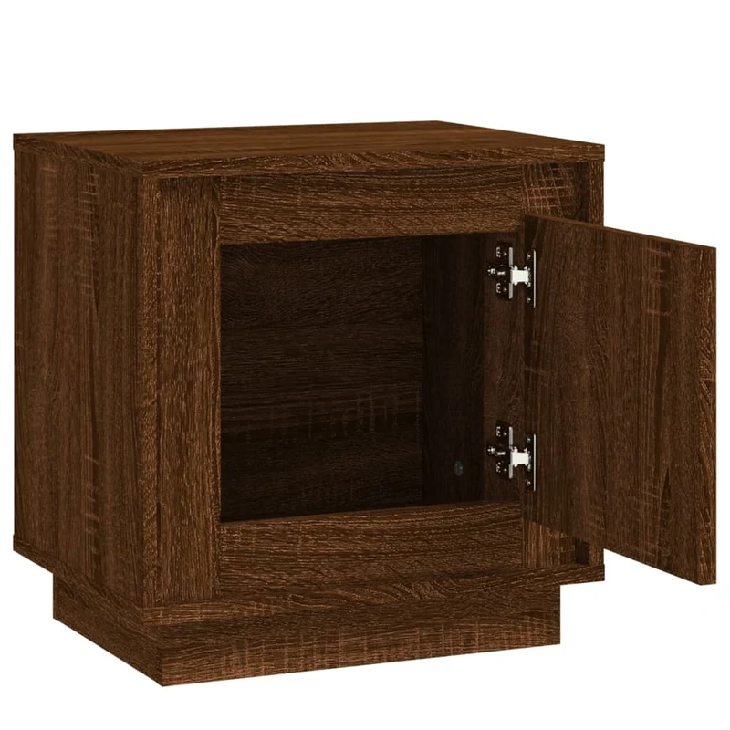 Lot de 2 tables de chevet avec compartiment avec porte 44 x 35 x 45cm bois d'ingénierie marron DEC035866