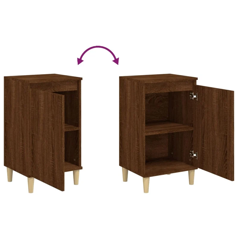 Lot de 2 tables de chevet avec étagères 40 x 35 x 70cm bois d'ingénierie marron DEC035845