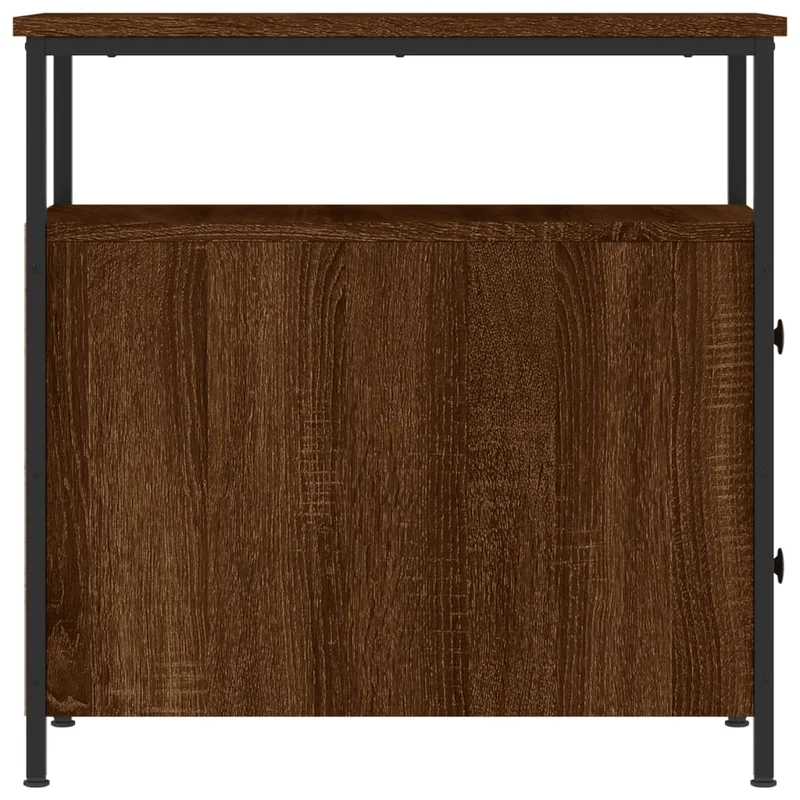 Lot de 2 tables de chevet avec tiroirs et étagère 30 x 60 x 60cm bois d'ingénierie marron et fer DEC035822