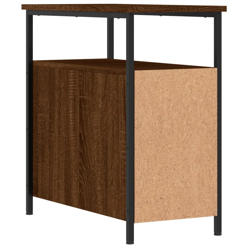 Lot de 2 tables de chevet avec tiroirs et étagère 30 x 60 x 60cm bois d'ingénierie marron et fer DEC035822