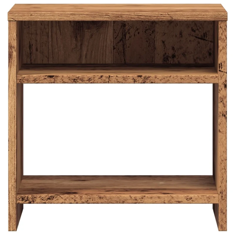 Lot de 2 tables de chevet avec compartiment ouvert 40 x 30 x 40 cm bois d'ingénierie marron vieilli DEC035778