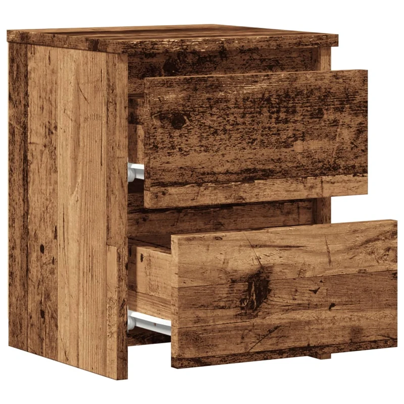 Lot de 2 tables de chevet avec tiroirs 30 x 30 x 40 cm bois d'ingénierie marron vieilli DEC035776