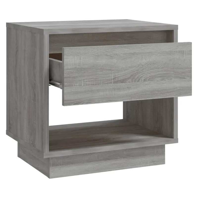 Lot de 2 tables de chevet avec tiroir et compartiment ouvert 45 x 34 x 44cm bois d'ingénierie gris DEC035745
