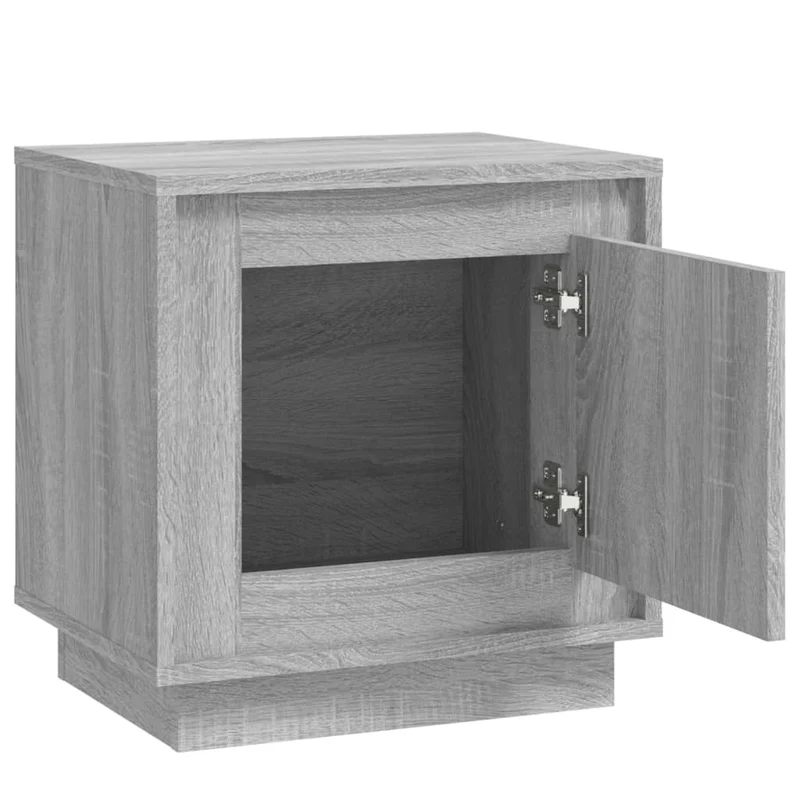 Lot de 2 tables de chevet avec compartiment avec porte 44 x 35 x 45cm bois d'ingénierie gris DEC035741