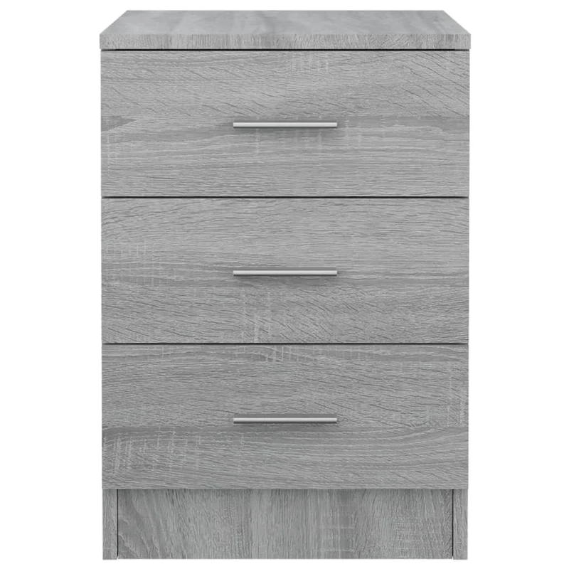 Lot de 2 tables de chevet avec 3 tiroirs 38 x 35 x 56cm bois d'ingénierie gris DEC035655