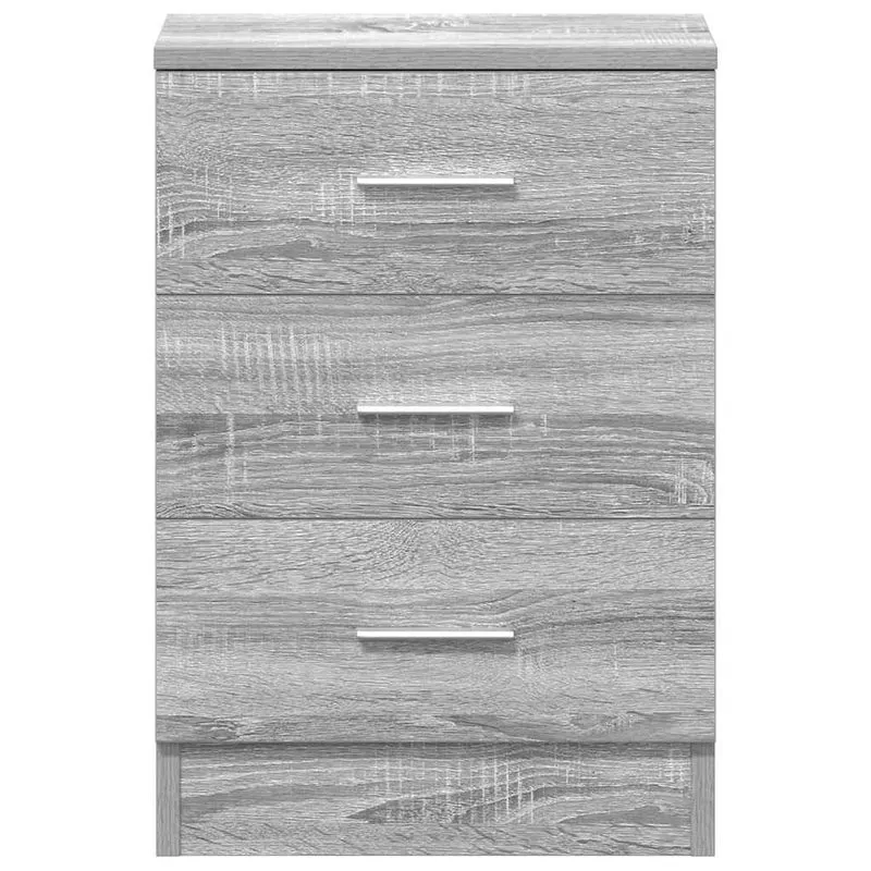 Lot de 2 tables de chevet avec 3 tiroirs 38 x 35 x 56cm bois d'ingénierie gris DEC035655