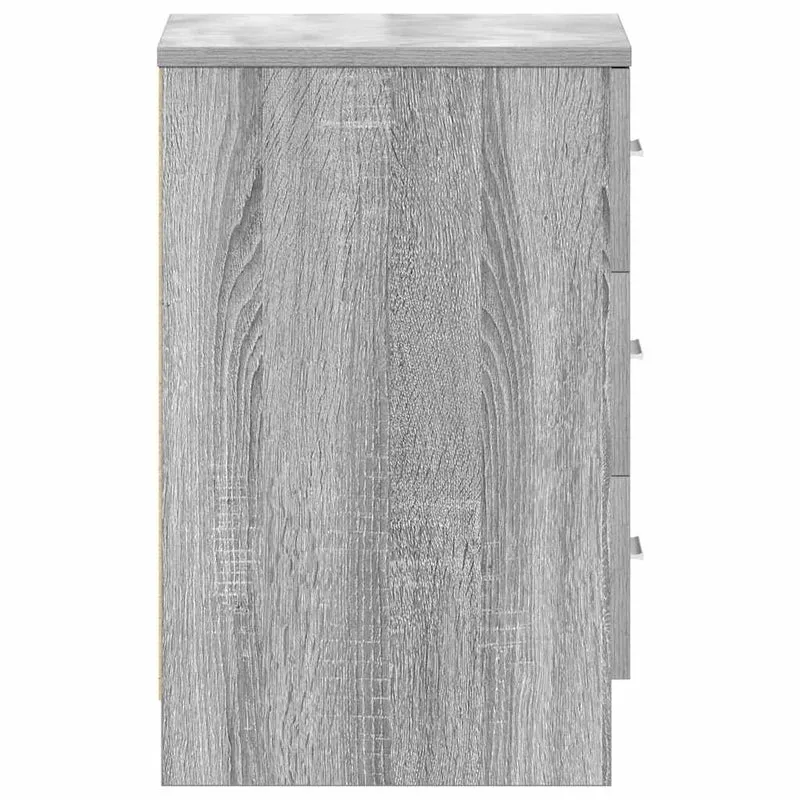 Lot de 2 tables de chevet avec 3 tiroirs 38 x 35 x 56cm bois d'ingénierie gris DEC035655