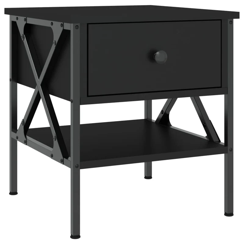 Lot de 2 tables de chevet avec tiroir et étagère 40 x 42 x 45 cm bois d’ingénierie noir DEC035584