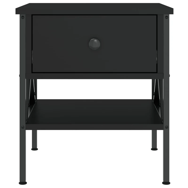 Lot de 2 tables de chevet avec tiroir et étagère 40 x 42 x 45 cm bois d’ingénierie noir DEC035584