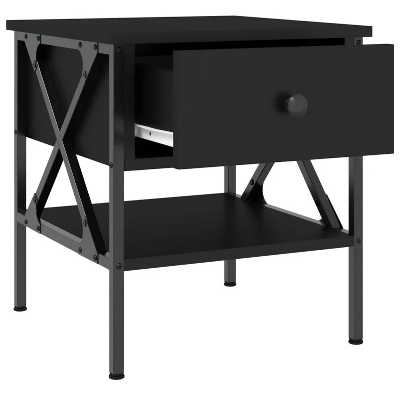 Lot de 2 tables de chevet avec tiroir et étagère 40 x 42 x 45 cm bois d’ingénierie noir DEC035584