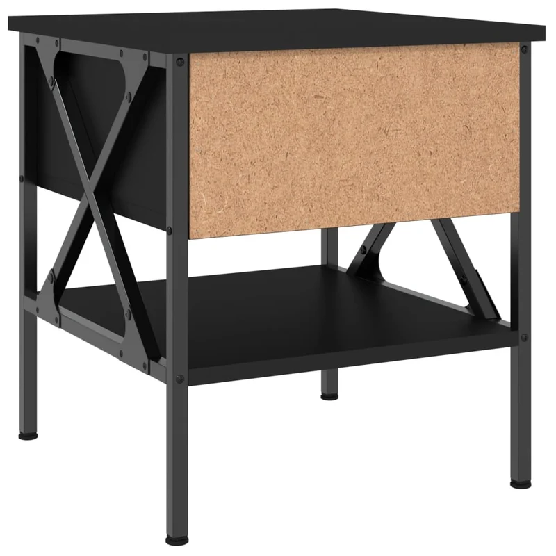 Lot de 2 tables de chevet avec tiroir et étagère 40 x 42 x 45 cm bois d’ingénierie noir DEC035584