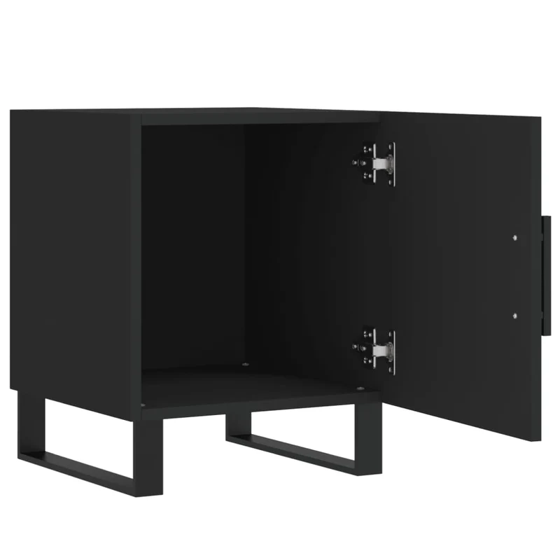 Lot de 2 tables de chevet avec compartiment avec porte 40 x 40 x 50 cm bois d’ingénierie noir DEC035580