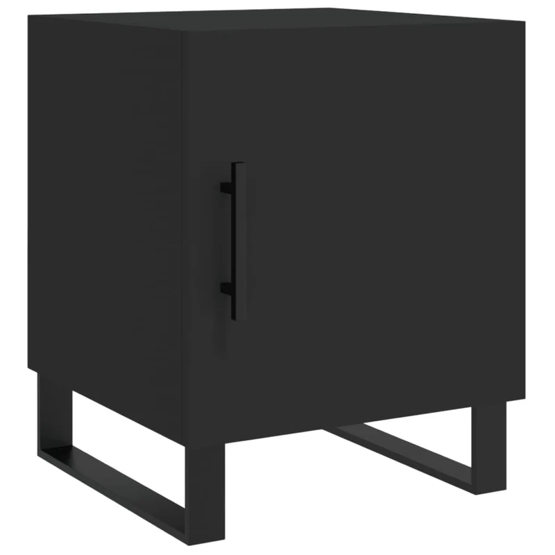 Lot de 2 tables de chevet avec compartiment avec porte 40 x 40 x 50 cm bois d’ingénierie noir DEC035580