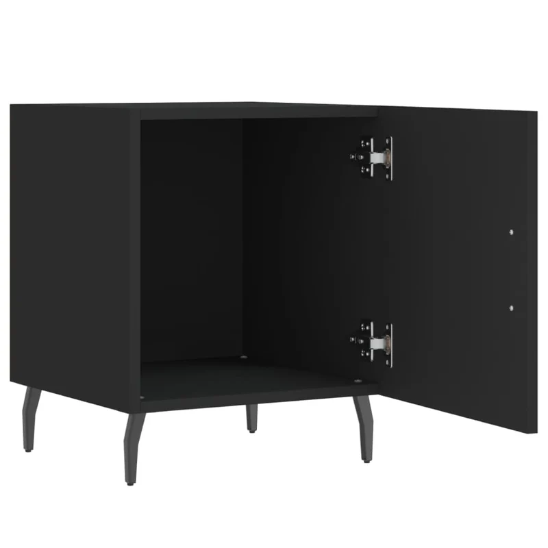 Lot de 2 tables de chevet avec compartiment avec porte 40 x 40 x 50 cm bois d’ingénierie noir DEC035576