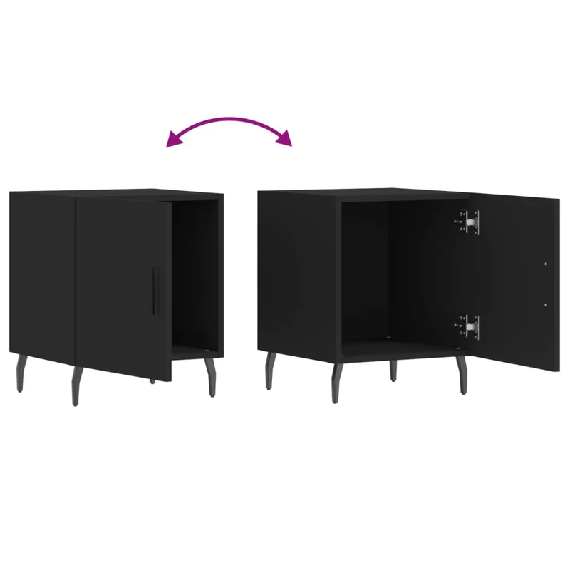 Lot de 2 tables de chevet avec compartiment avec porte 40 x 40 x 50 cm bois d’ingénierie noir DEC035576