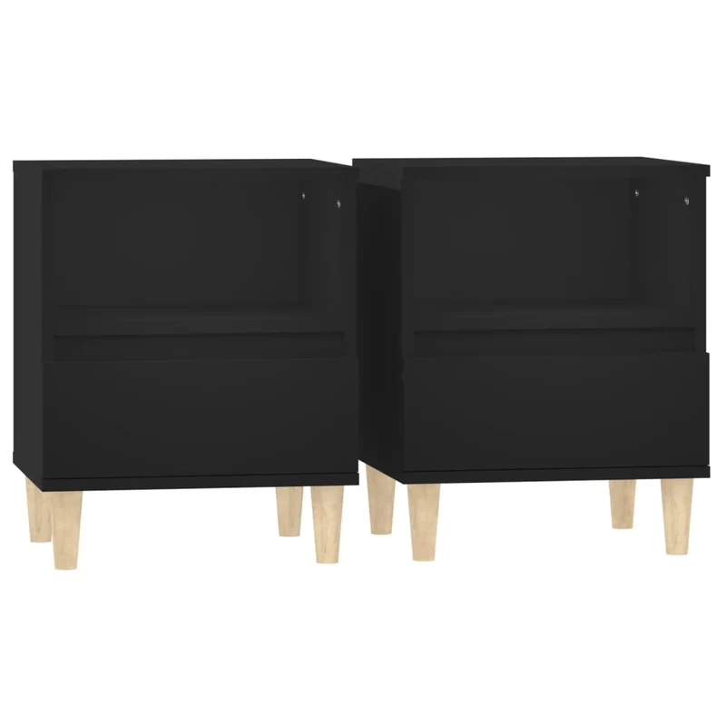 Lot de 2 tables de chevet avec tiroir et compartiment ouvert 40 x 35 x 50 cm bois d'ingénierie noir DEC035543
