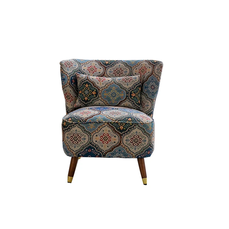 Traditional Vintage Square High Density Foam Cotton Linen Rubberwood Accent Chair Backrest For Living Room