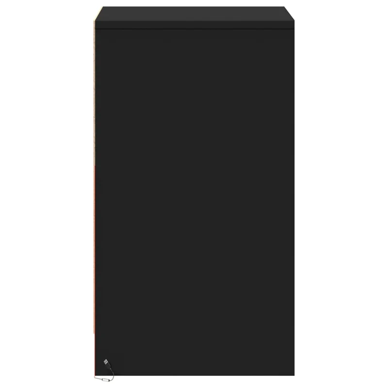 Table de chevet avec lumières LED tiroir et compartiment avec porte 38 x 34 x 61 cm bois d'ingénierie noir DEC032784