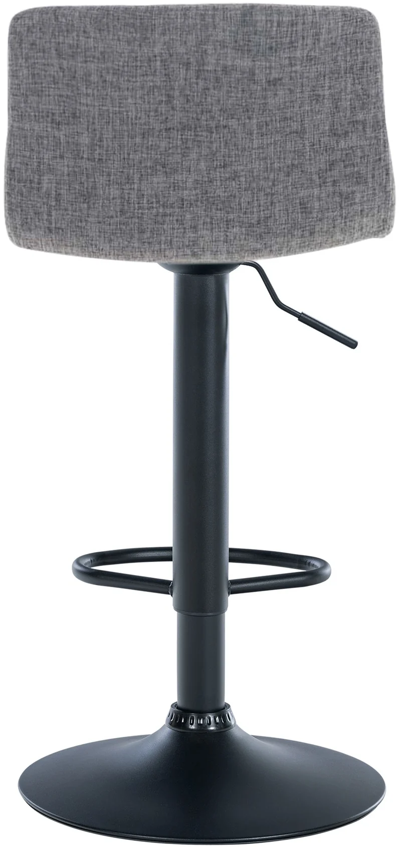 Tabouret de bar x1 avec repose-pieds pivotant dossier incurvé en tissu gris clair et métal noir 10_0004962
