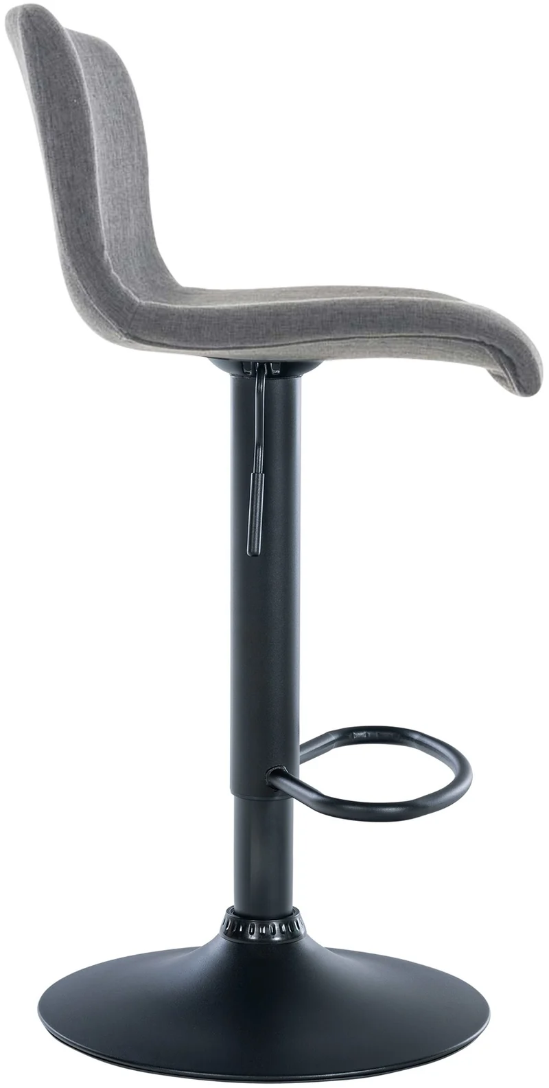 Tabouret de bar x1 avec repose-pieds pivotant dossier incurvé en tissu gris clair et métal noir 10_0004962