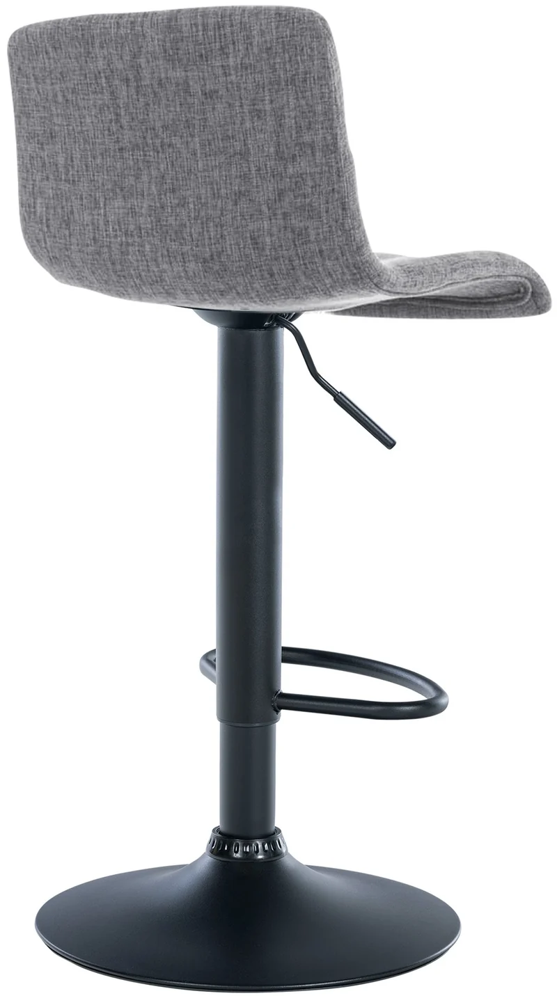 Tabouret de bar x1 avec repose-pieds pivotant dossier incurvé en tissu gris clair et métal noir 10_0004962