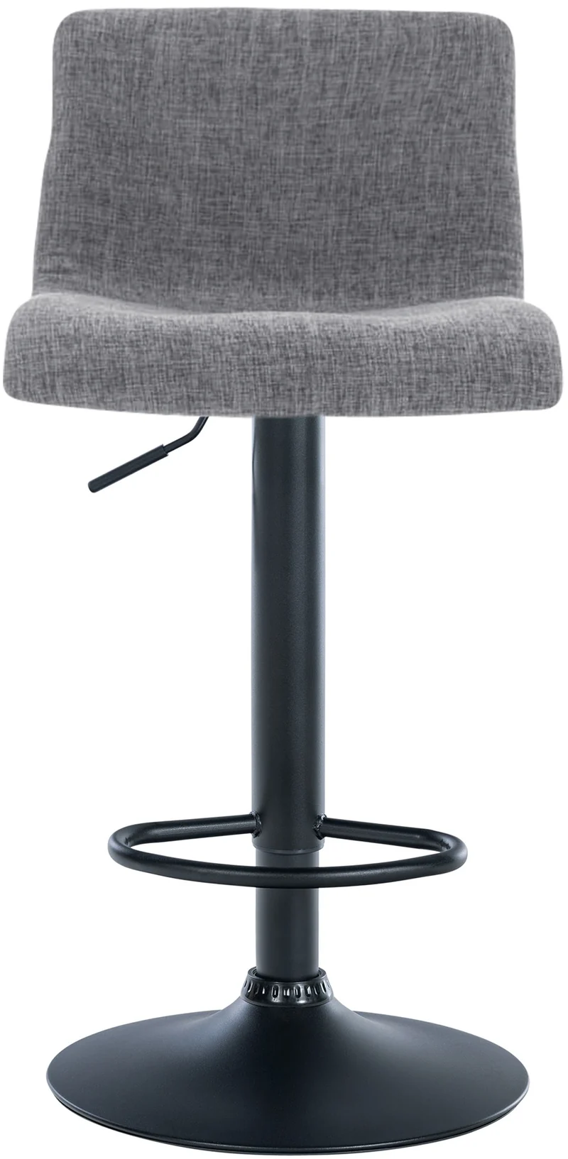 Tabouret de bar x1 avec repose-pieds pivotant dossier incurvé en tissu gris clair et métal noir 10_0004962