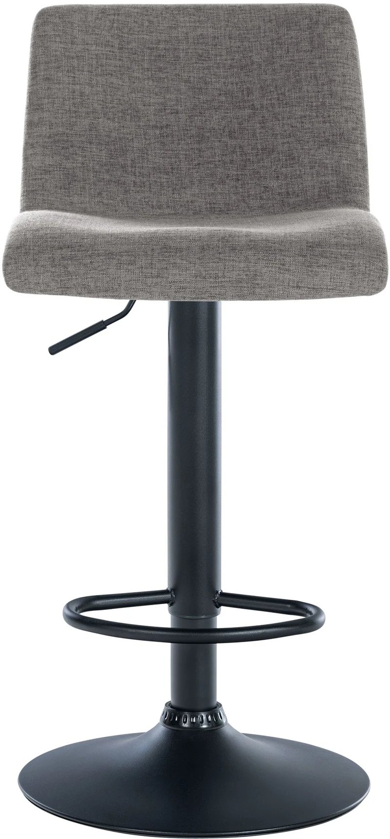 Tabouret de bar x1 design simple avec repose-pieds en tissu gris clair pieds en métal noir 10_0004558