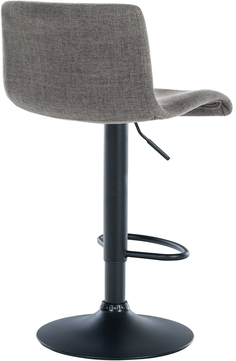 Tabouret de bar x1 design simple avec repose-pieds en tissu gris clair pieds en métal noir 10_0004558