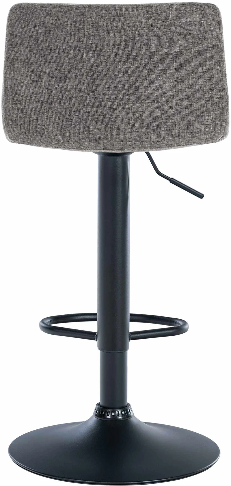 Tabouret de bar x1 design simple avec repose-pieds en tissu gris clair pieds en métal noir 10_0004558