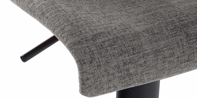 Tabouret de bar x1 design simple avec repose-pieds en tissu gris clair pieds en métal noir 10_0004558