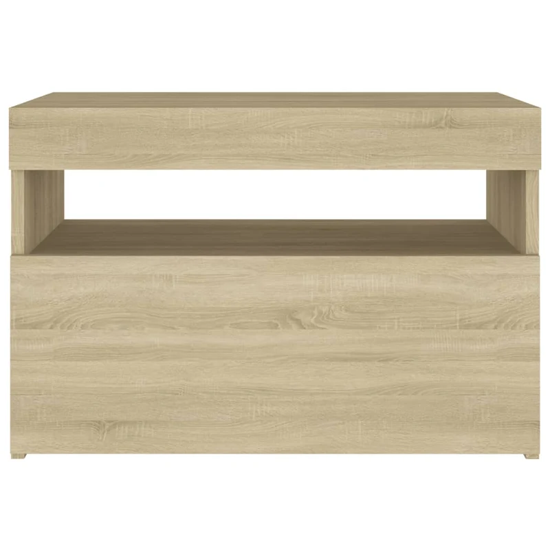 Lot de 2 tables de chevet lumière LED compartiment avec porte 60 x 35 x 40 cm bois d'ingénierie couleur chêne DEC036202
