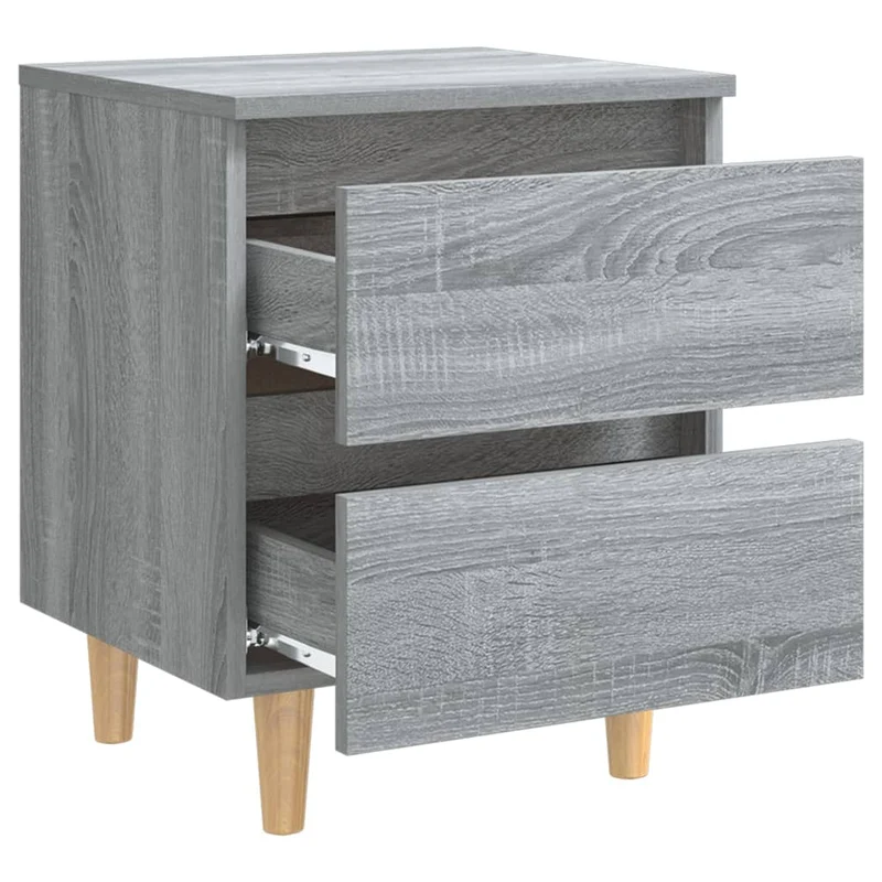 Lot de 2 tables de chevet avec tiroirs 40 x 35 x 50 cm bois d'ingénierie gris DEC036187