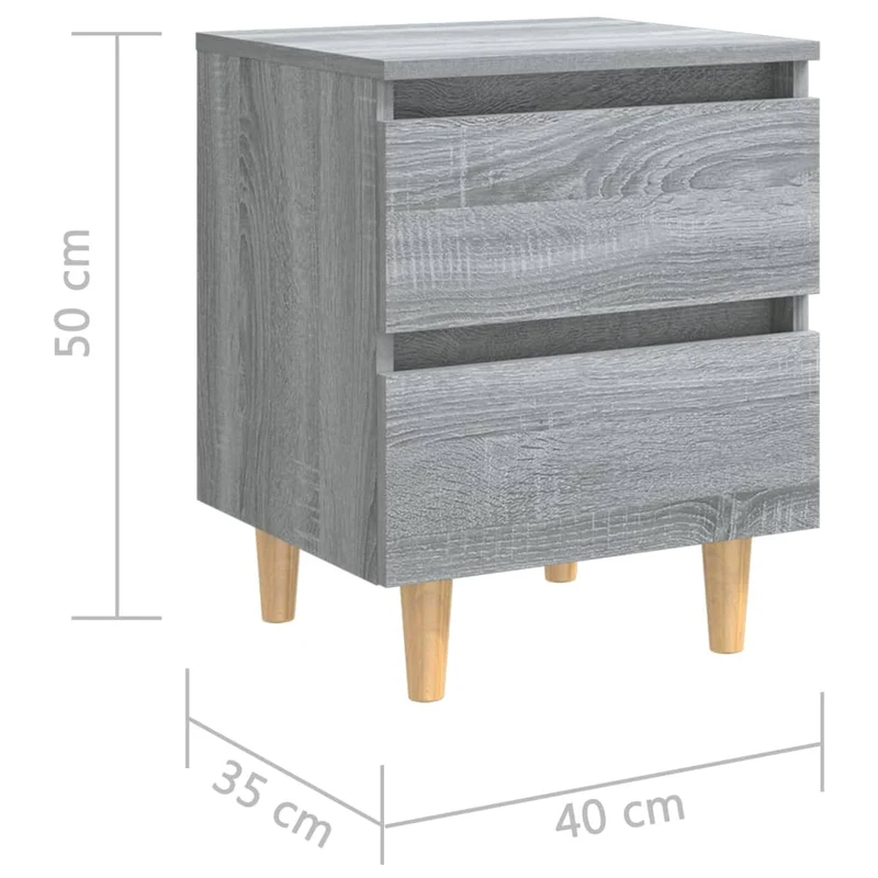 Lot de 2 tables de chevet avec tiroirs 40 x 35 x 50 cm bois d'ingénierie gris DEC036187
