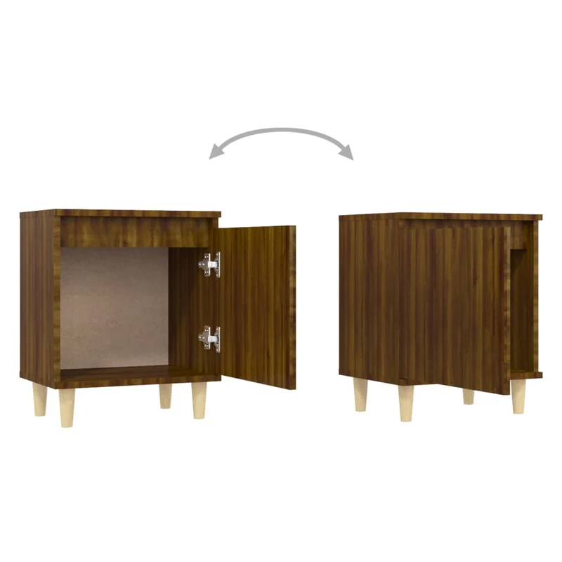 Lot de 2 tables de chevet compartiment avec porte 40 x 30 x 50 cm bois d'ingénierie marron DEC036179