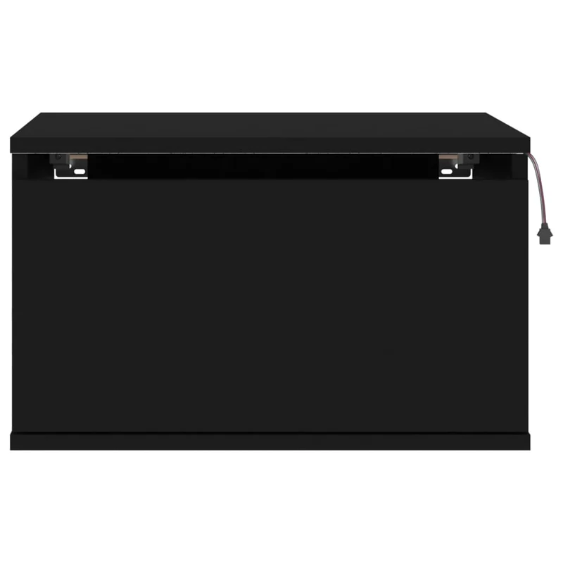 Lot de 2 tables de chevet murales avec lumières LED et tiroir 50 x 36 x 30 cm en bois d'ingénierie noir DEC036160