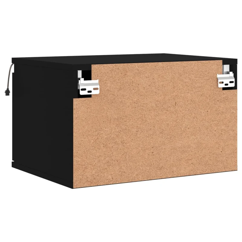 Lot de 2 tables de chevet murales avec lumières LED et tiroir 50 x 36 x 30 cm en bois d'ingénierie noir DEC036160