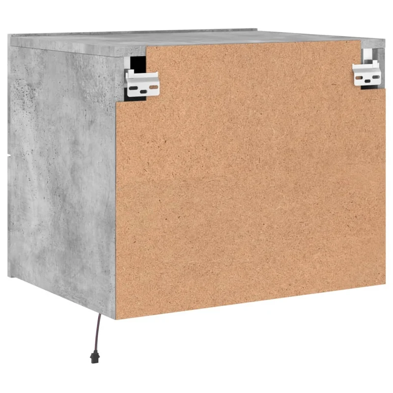 Tables de chevet murales avec lumières LED et tiroirs 50 x 39 x 41 cm bois d'ingénierie gris DEC036159