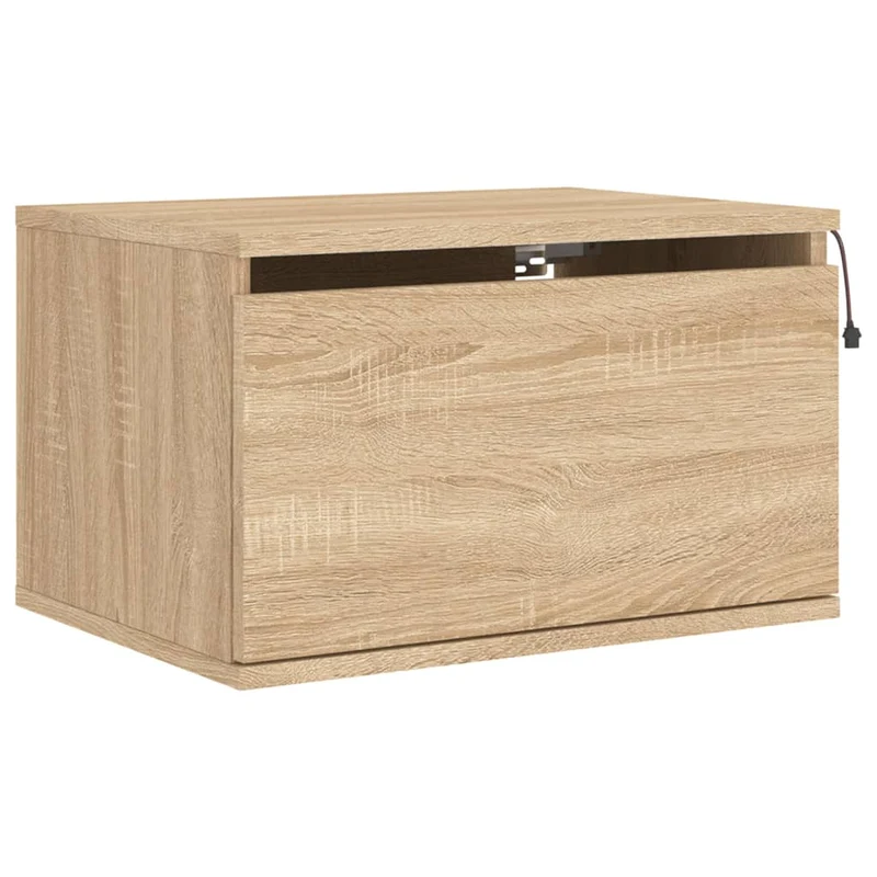Lot de 2 tables de chevet murales 50 x 36 x 30 cm avec lumières LED en bois d'ingénierie couleur chêne DEC036151