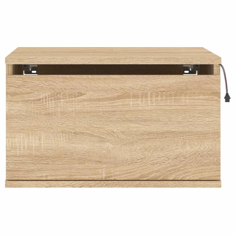 Lot de 2 tables de chevet murales 50 x 36 x 30 cm avec lumières LED en bois d'ingénierie couleur chêne DEC036151