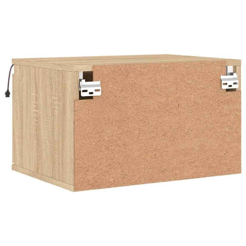 Lot de 2 tables de chevet murales 50 x 36 x 30 cm avec lumières LED en bois d'ingénierie couleur chêne DEC036151