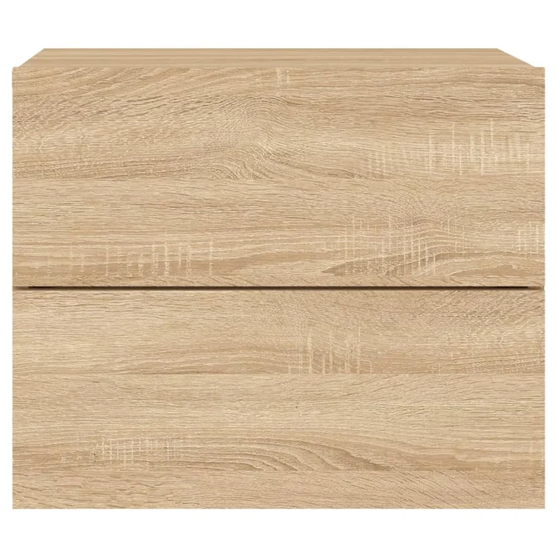 Lot de 2 tables de chevet murales avec lumières LED et tiroirs en bois d'ingénierie couleur chêne DEC036144