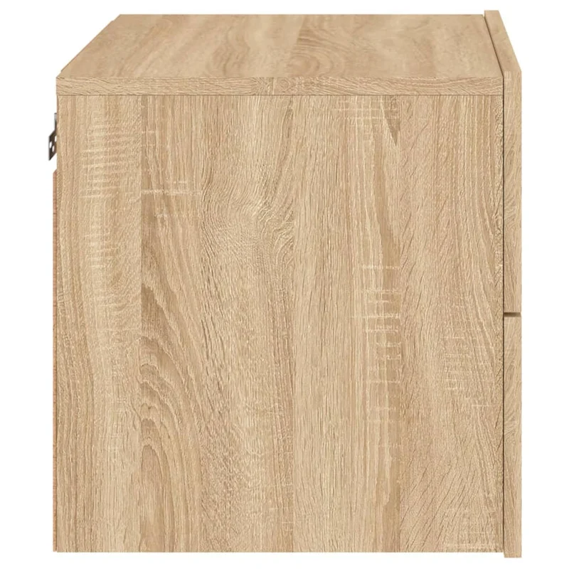 Lot de 2 tables de chevet murales avec lumières LED et tiroirs en bois d'ingénierie couleur chêne DEC036144