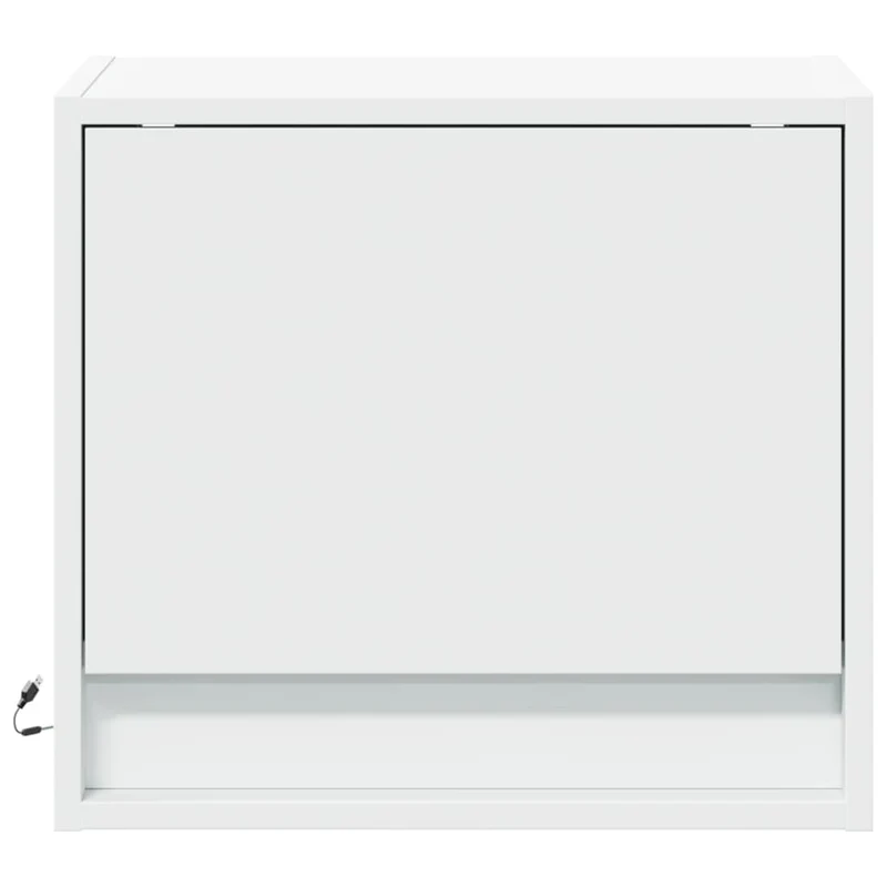 Lot de 2 tables de chevet murales avec lumières LED et compartiment avec porte bois d'ingénierie blanc DEC036125