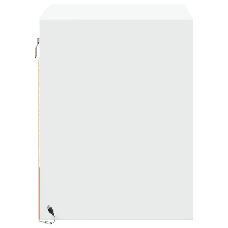 Lot de 2 tables de chevet murales avec lumières LED et compartiment avec porte bois d'ingénierie blanc DEC036125