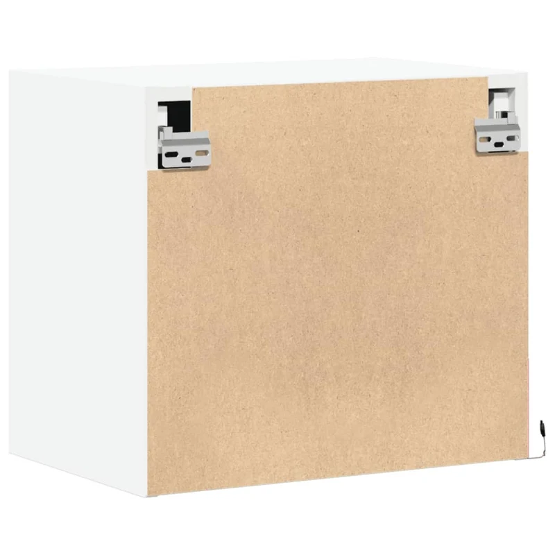 Lot de 2 tables de chevet murales avec lumières LED et compartiment avec porte bois d'ingénierie blanc DEC036125