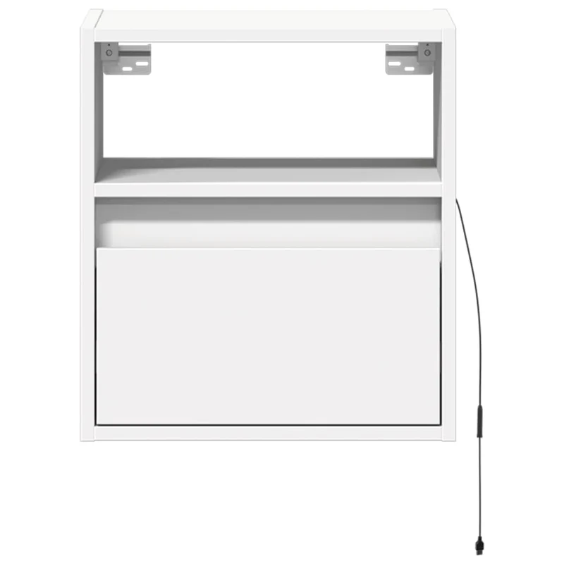 Lot de 2 tables de chevet murales avec lumières LED tiroir en bois d'ingénierie blanc DEC036124
