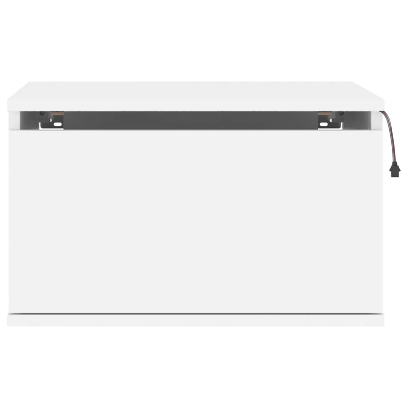 Lot de 2 tables de chevet murales avec lumières LED et tiroir en bois d'ingénierie blanc DEC036123
