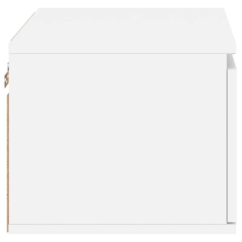 Lot de 2 tables de chevet murales avec lumières LED et tiroir en bois d'ingénierie blanc DEC036123