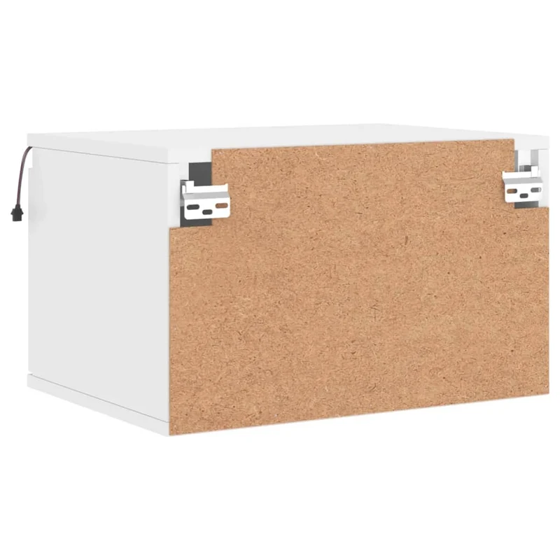 Lot de 2 tables de chevet murales avec lumières LED et tiroir en bois d'ingénierie blanc DEC036123