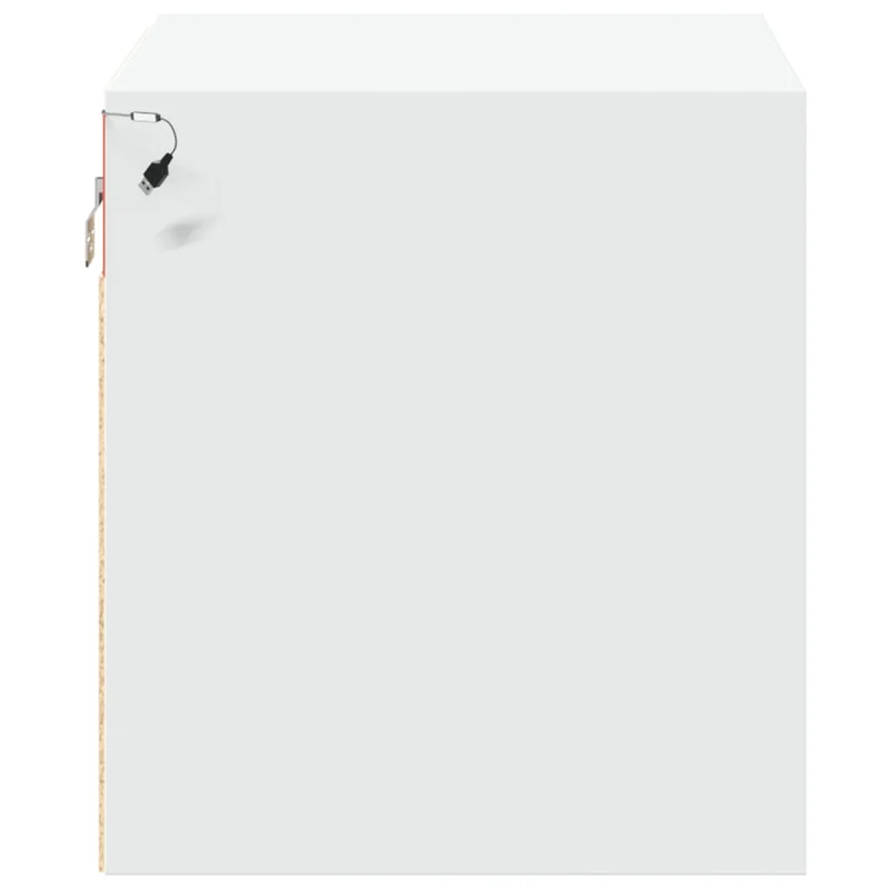 Lot de 2 tables de chevet murales avec lumières LED avec compartiment avec porte en bois d'ingénierie blanc DEC036120